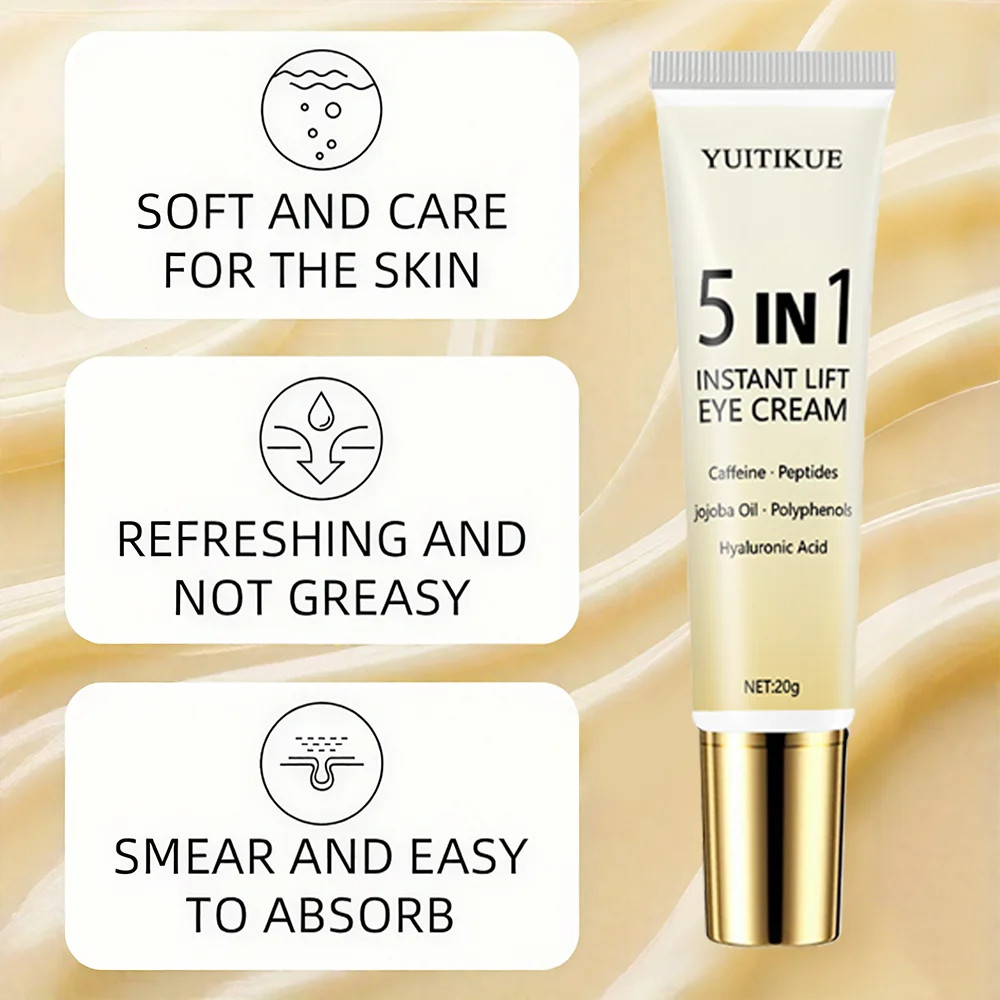 كريم العين YUITIKUE 5 في 1 للرفع الفوري - أكياس عين ناعمة لمدة دقيقة، ثابتة ومرطبة، غير دهنية سريعة الامتصاص مع ببتيدات الكافيين #4