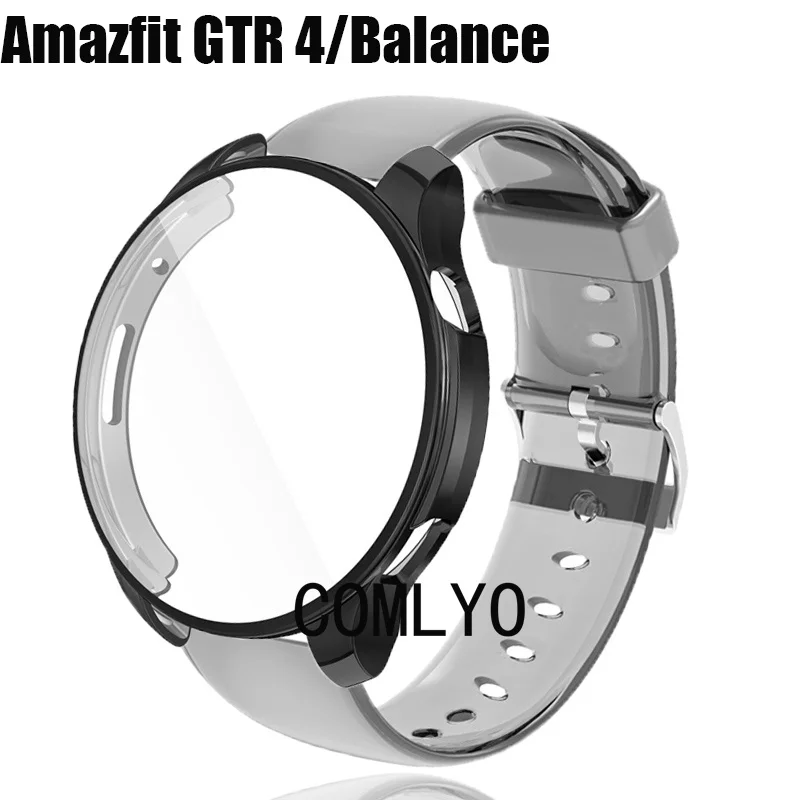 For Amazfit Balance / GTR 4 Case TPU Clear Screen Protector Full Cover Bumper Shell Cases Soft Strap GTR4 Bracelet Band