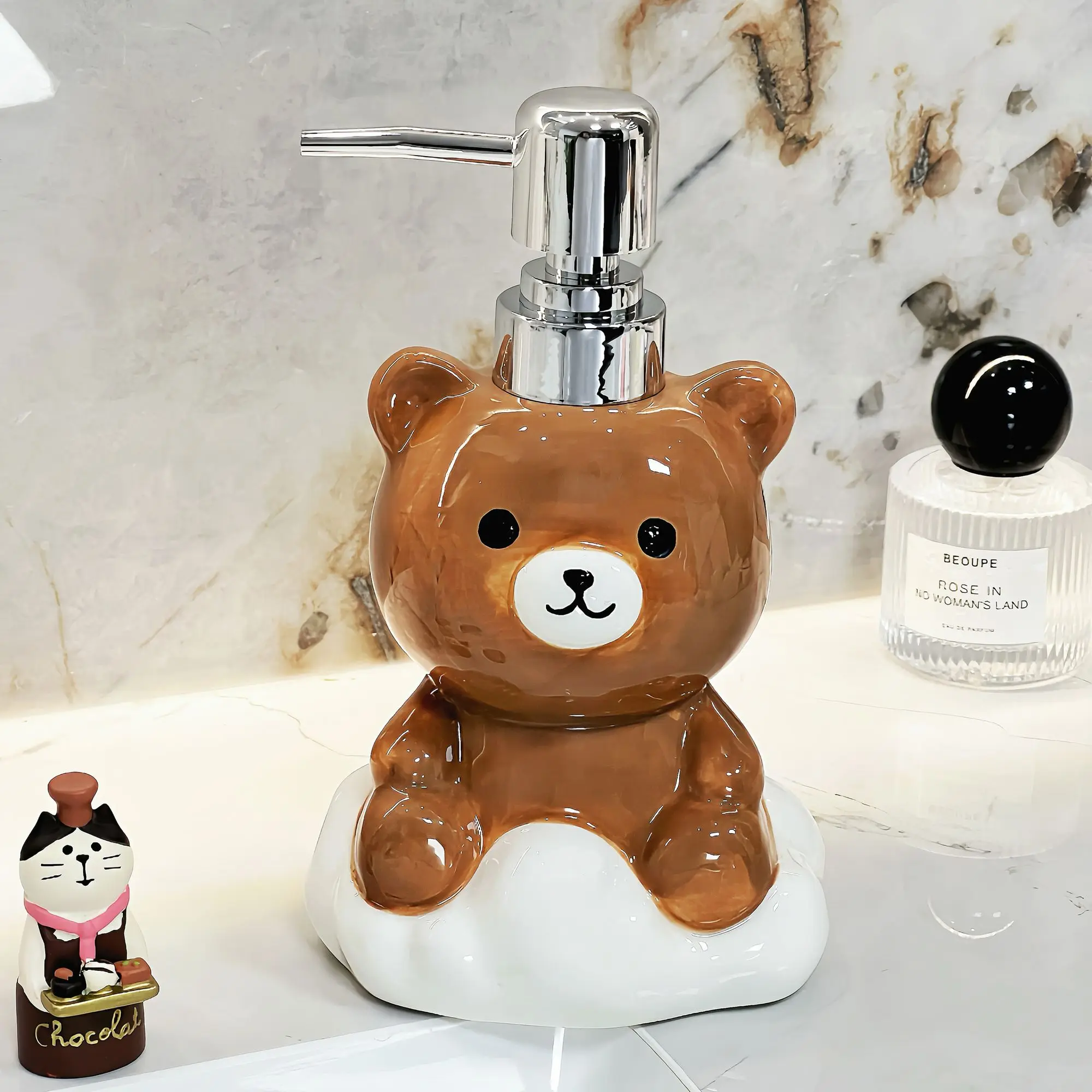 

Cartoon Cloud Bear Hand Soap Bottle Home Bathroom Lotion Bottle Large Capacity Ceramic Dispenser Bottle Soap Dispenser Bathroom