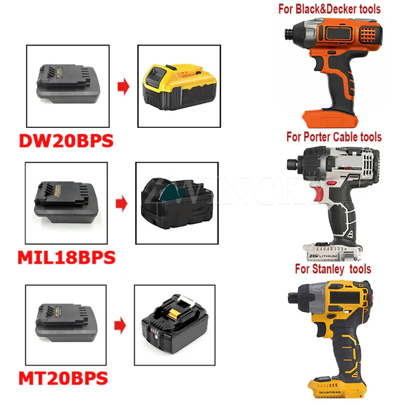 

Адаптер аккумулятора для DeWalt для Makita, аккумулятор Milwaukee, конвертированный для Black Decker/Porter Cable/Stanley 18 В 20 В, инструменты