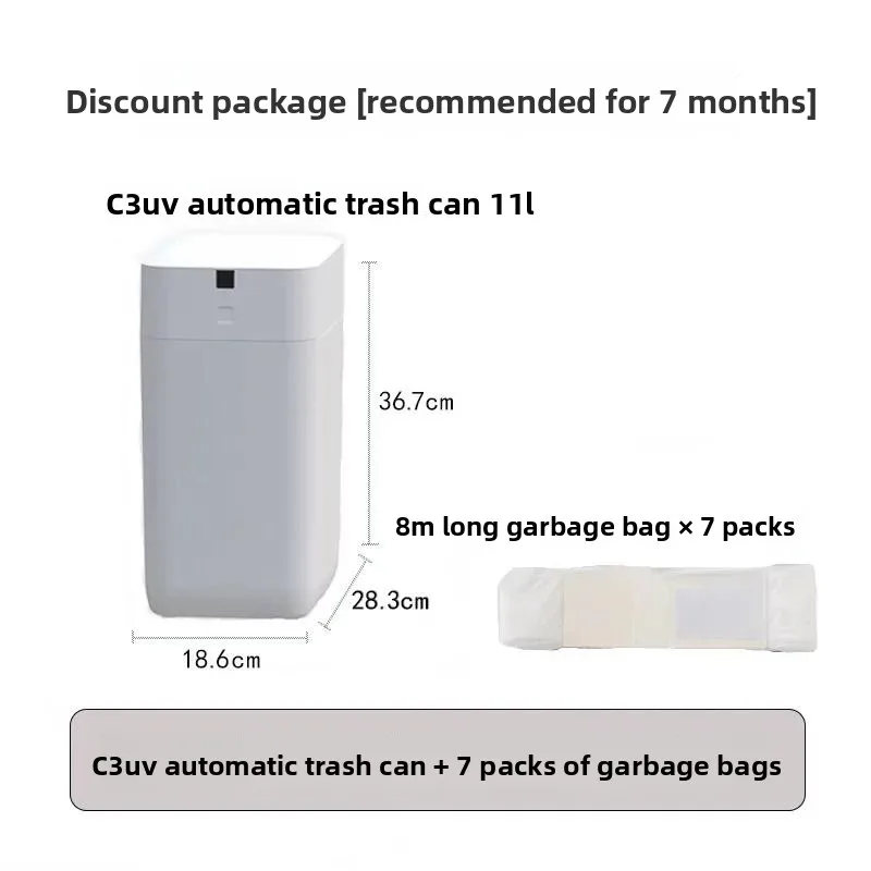 C3 Smart Sensor Trash Can, Narrow Gap Auto Bag Sealing Waste Bin for Home, Bedroom & Bathroom