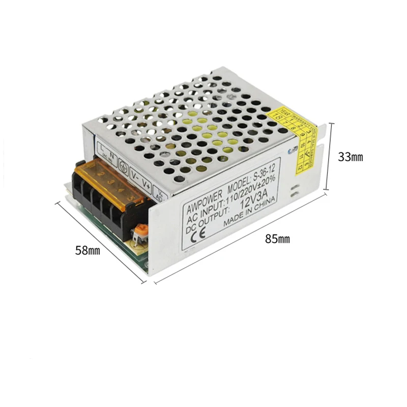 S-36-12 Регулируемый импульсный источник питания переменного тока, 36 Вт, 110 В/220 В до 12 В постоянного тока, 3 А