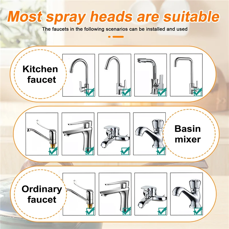 Sink Faucet Sprayer Attachment,Rotatable Anti-Splash Faucet Nozzle Head With Hose - Kitchen Sink Faucet Extender-ABLI