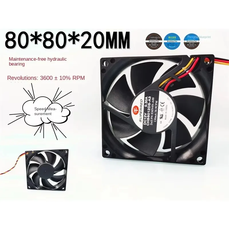 pa 80*80*20MM Brand- CHB8012DS-A3 hydraulic bearing 8020 speed measuring 8CM computer 12V 0.13A chassis cooling fan