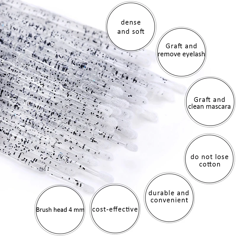 50/100 Uds herramientas cepillos de pestañas cepillo de labios pinceles de maquillaje desechables de cristal aplicador de lápiz labial varillas extensión de pestañas maquillaje