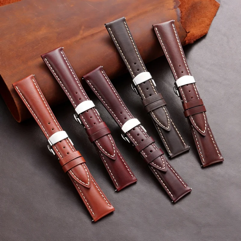 

Quick Release Retro Oil Wax Cowhide Leather Watch Replacement for 18 19 20 21 22mm Universal Leather Watch Band Accessories