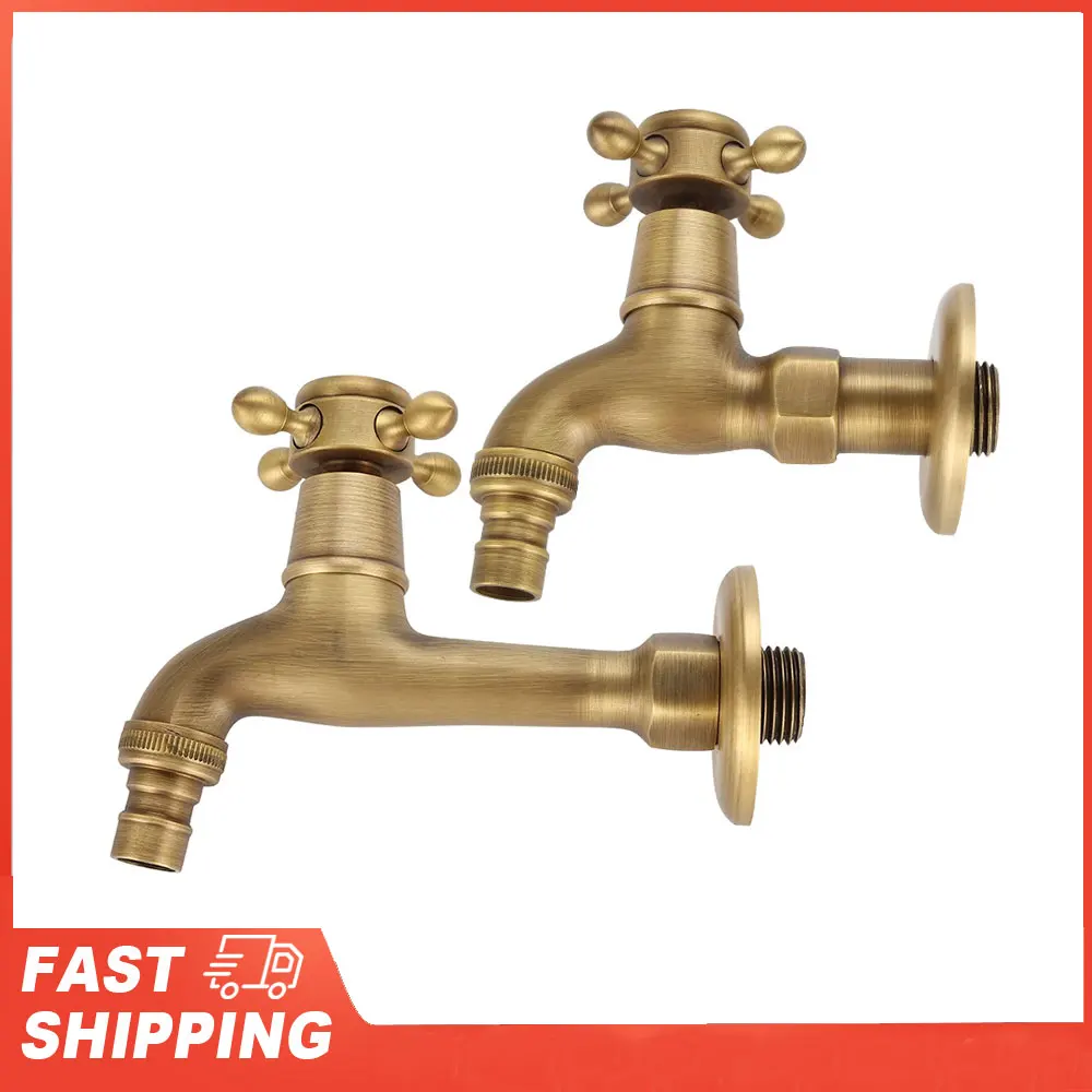 Single Handle Faucet Vintage Solid Brass for Washing Machine Wall Mounted Water Tap