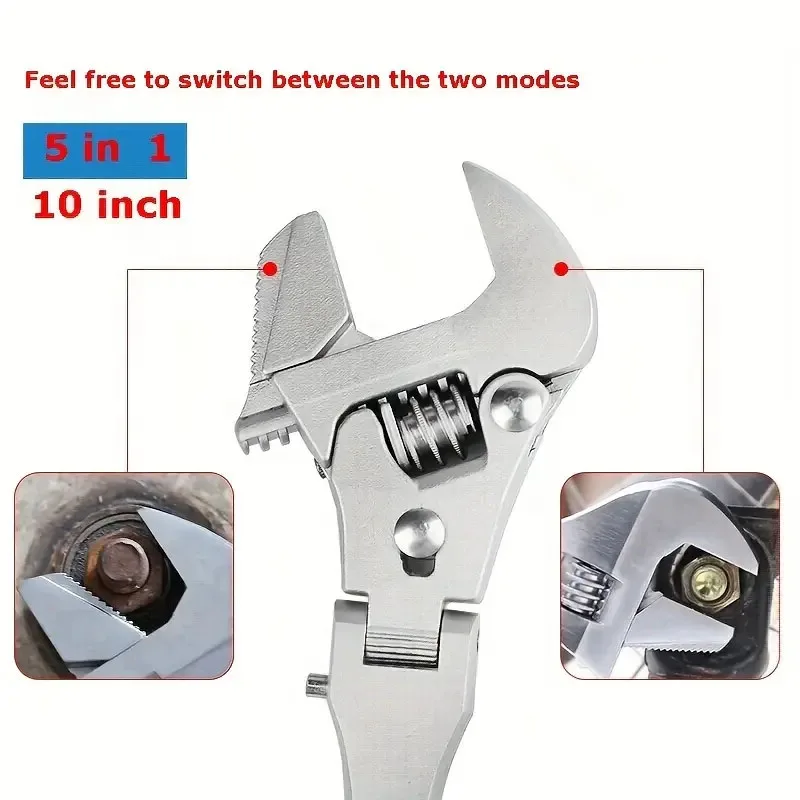 Multifunction 5 In 1 Torque Wrench 10 Inch Adjustable Ratchet Wrench 180 Degree Folding Spanner Mini Spanners Home Repair Tools