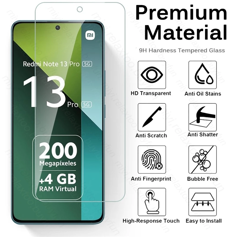 Protector de pantalla de vidrio templado de cubierta completa, 4-1 Uds., para Xiaomi Redmi Note13 Note 13 Pro 5G 4G, cristal Protector Redmy Not 13 Pro 5G