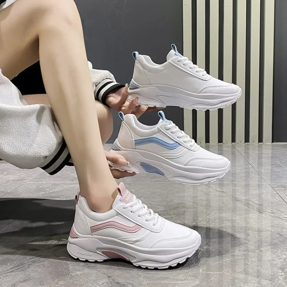 

Casual Women Thick-soled Sneakers Fashion Spring Autumn Summer spring autumn lace-up Vulcanized Shoes Mesh Rubber Non-slip New