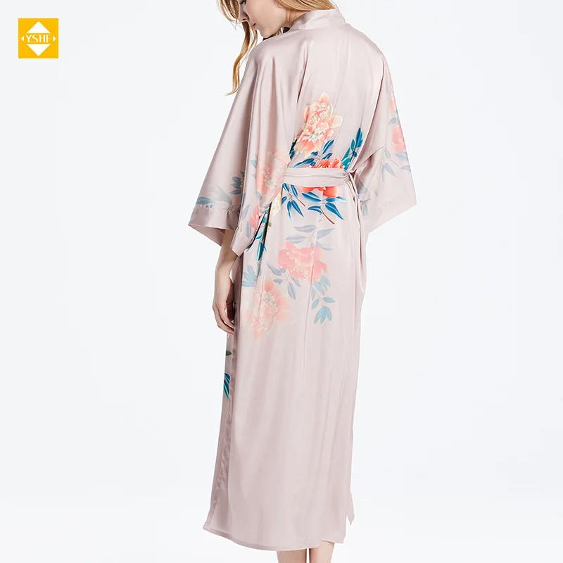 Factory Direct sales silk nightgown 100% Mulberry silk nightdress summer new long kimono fabric can be reserved