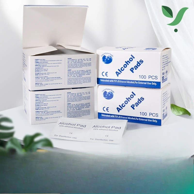 75% ورق قطني لتطهير الكحول، نظارات شاشة الهاتف المحمول للاستعمال مرة واحدة لتنظيف فتحات الأذن وتطهير الكحول