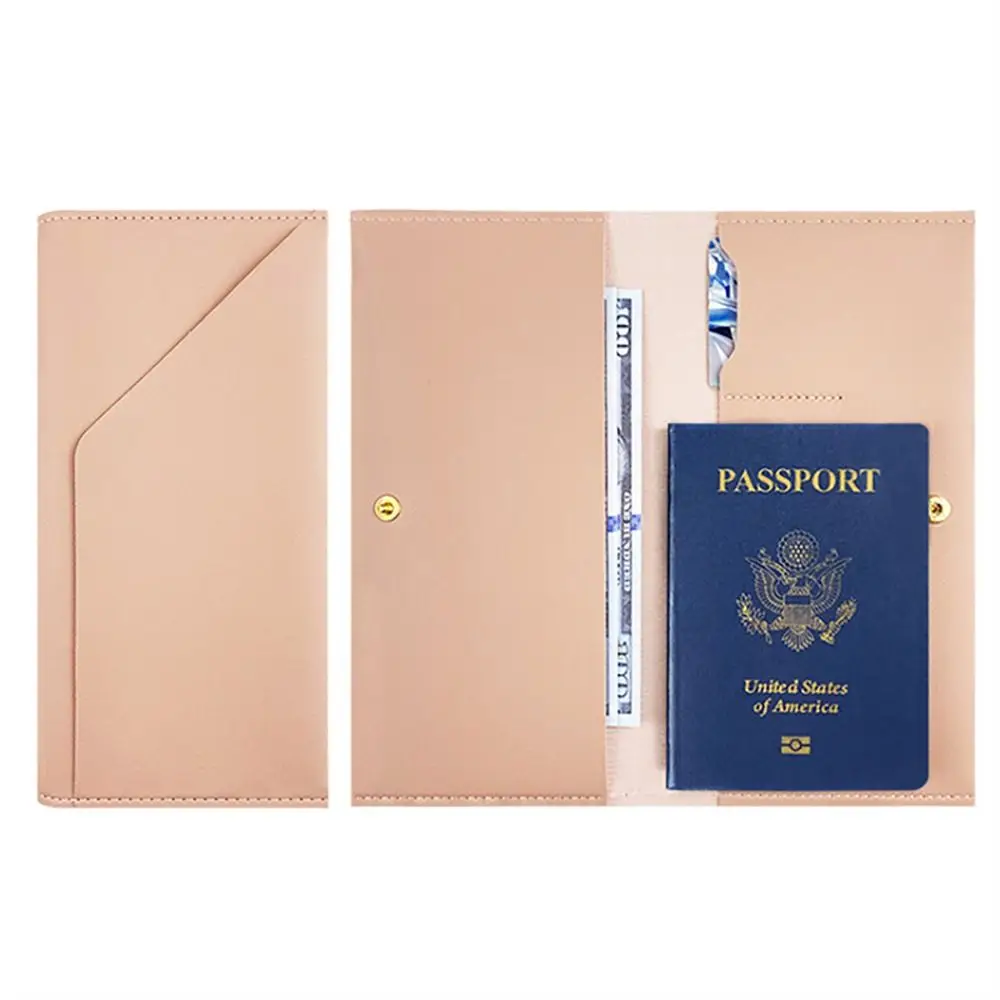 PU Leather Passport Cover Multi-function Ultra-thin Foldable Passport Holder Anti-theft Brush Passport Case Women Men