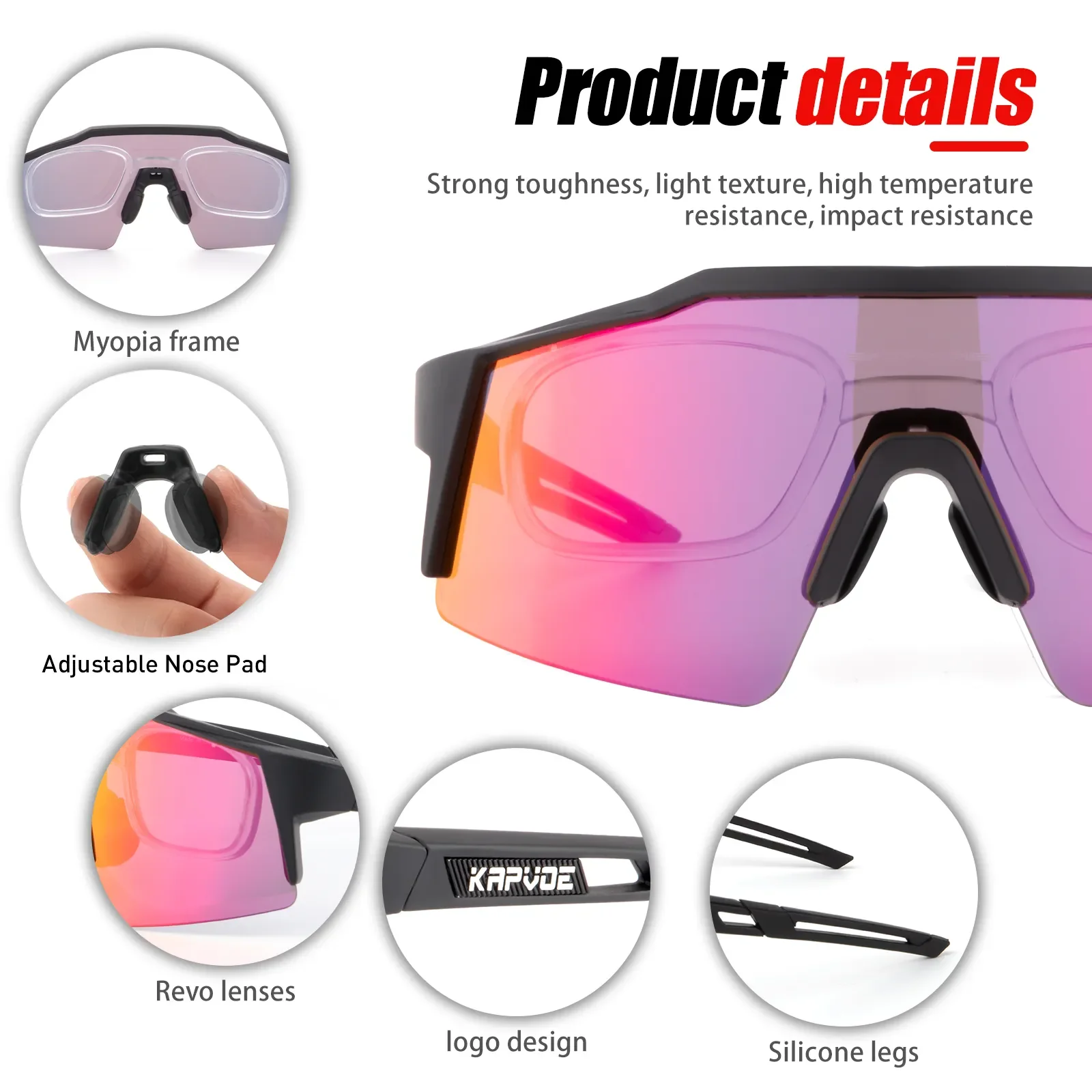 Kapvoe Cycling Sunglasses Men Road Bicycle Glasses Outdoor Sports Sunglasses Women Protection MTB Cycling Glasses Bike Goggles