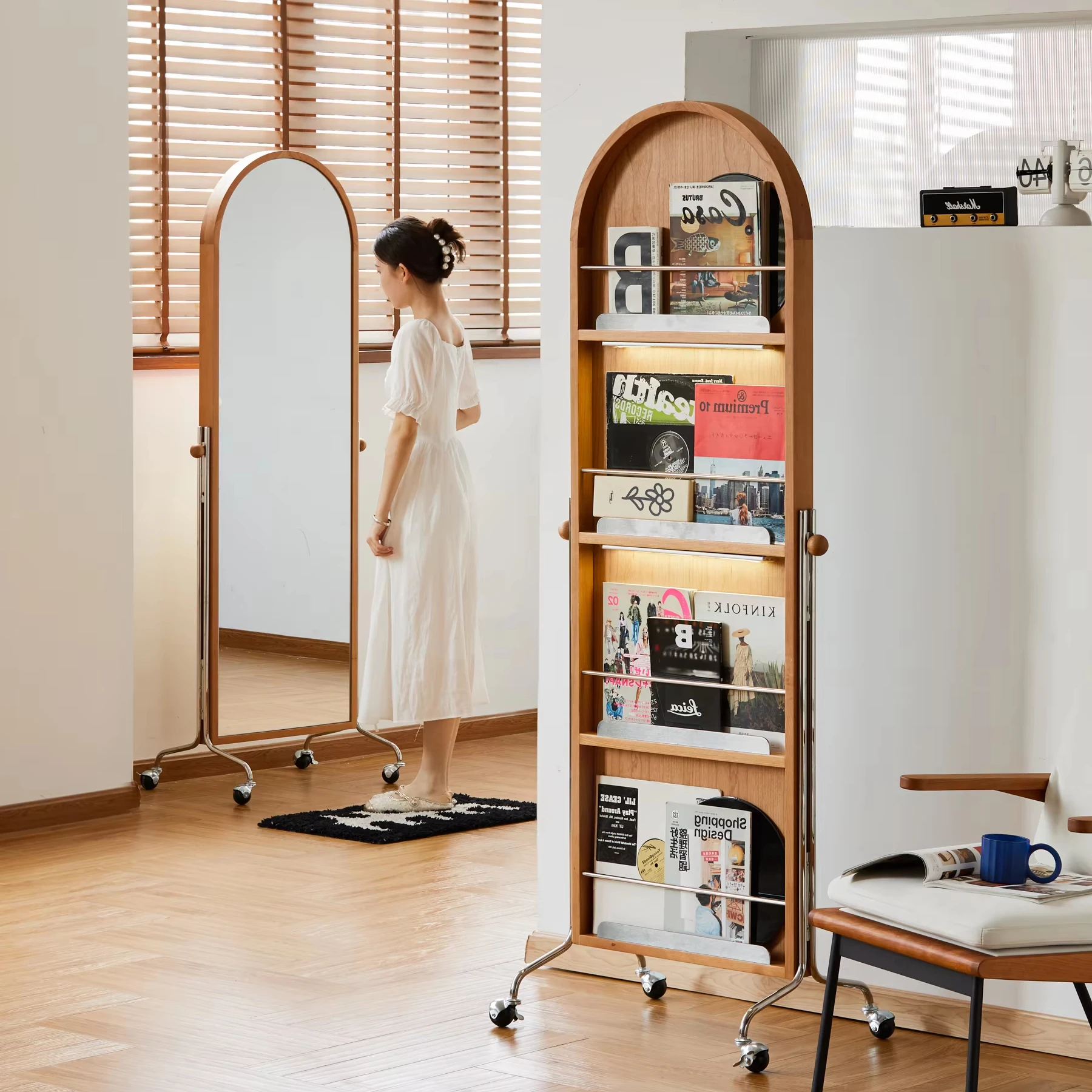 Magazine Rack,Half House Modern Full Length Mirror Large Standing Full Body Floor Wall Door Mirror For Bedroom Living Room Home