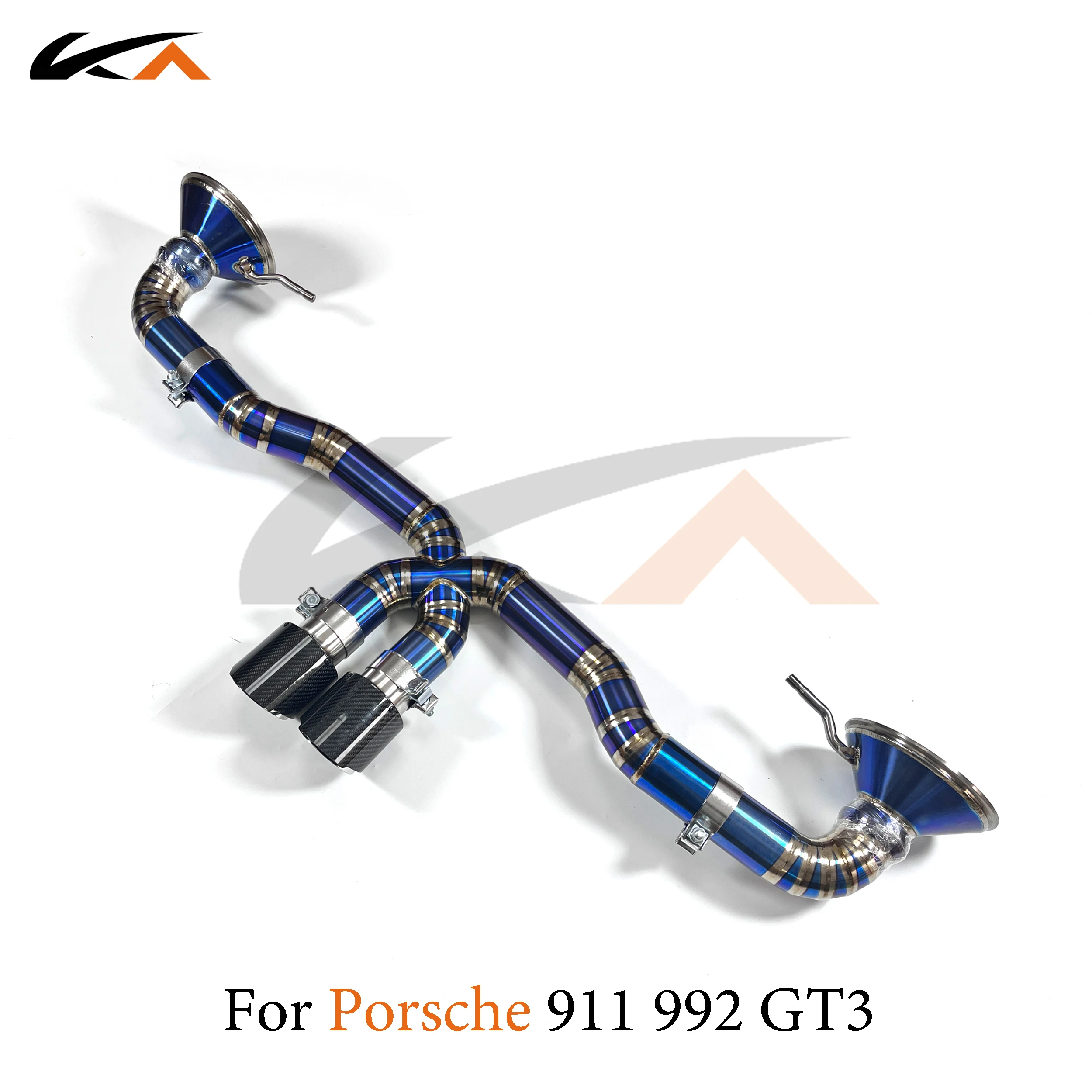 

KA Tuning exhaust titanium catback for porsche 911 992 gt3 rear section with straight pipe and x-pipe sport sounds