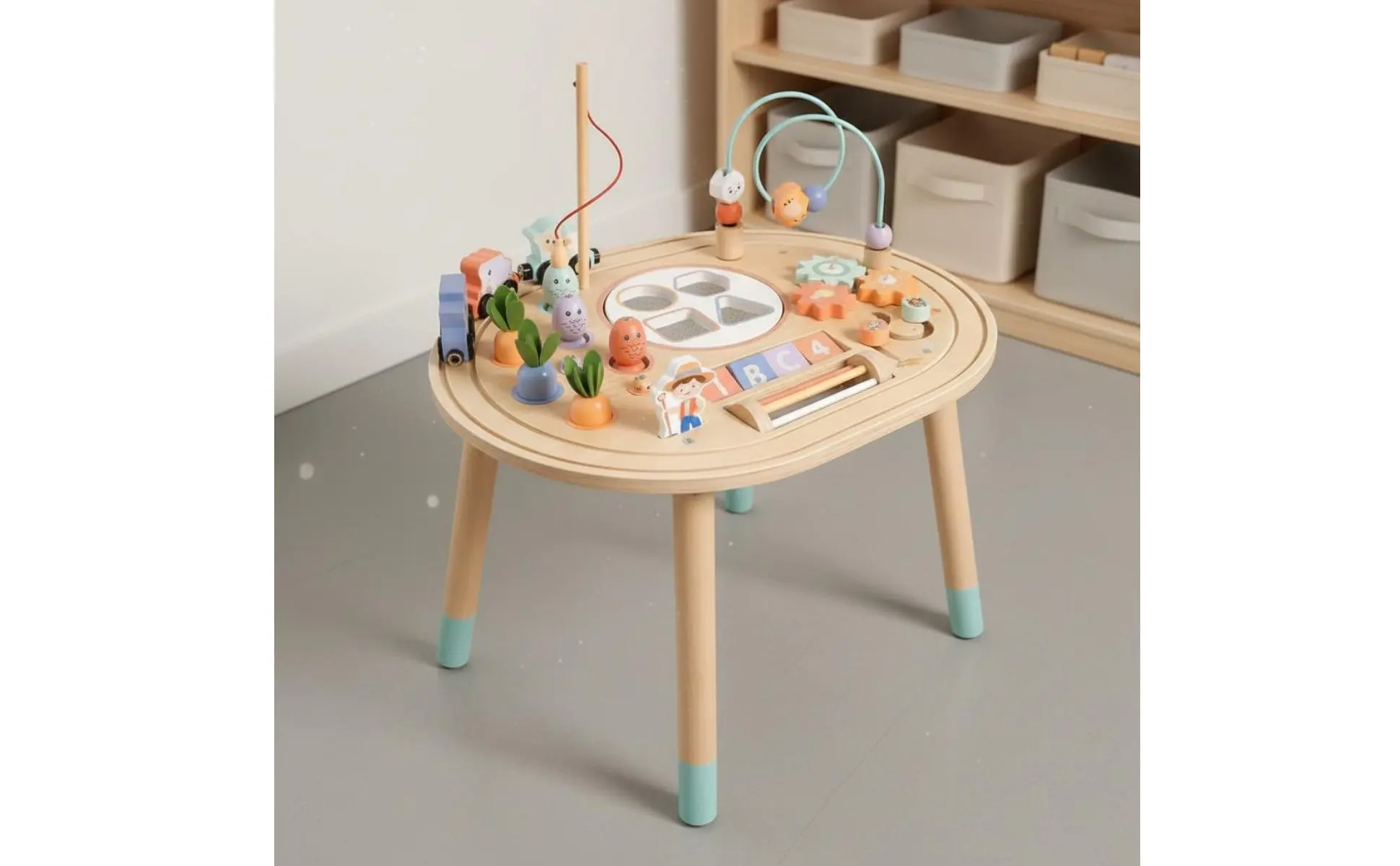 Developmental Activity Table Hand-Eye Coordination Wooden Activity Table Children's Learning Toy Stable Base Child Furniture