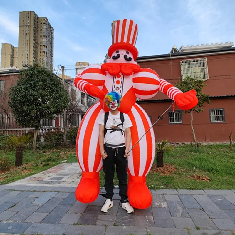3/3.5M Giant Inflatable Circus Clown Air Blow Funny Joker Creative 3D Walking Handhold Performance Puppet for Event Advertising