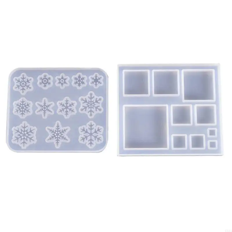 

HXBA Square/Snowflake Silicone Molds Mirror Crystal Resin Pendants Mold for Creative Gifts for Children Adults Te