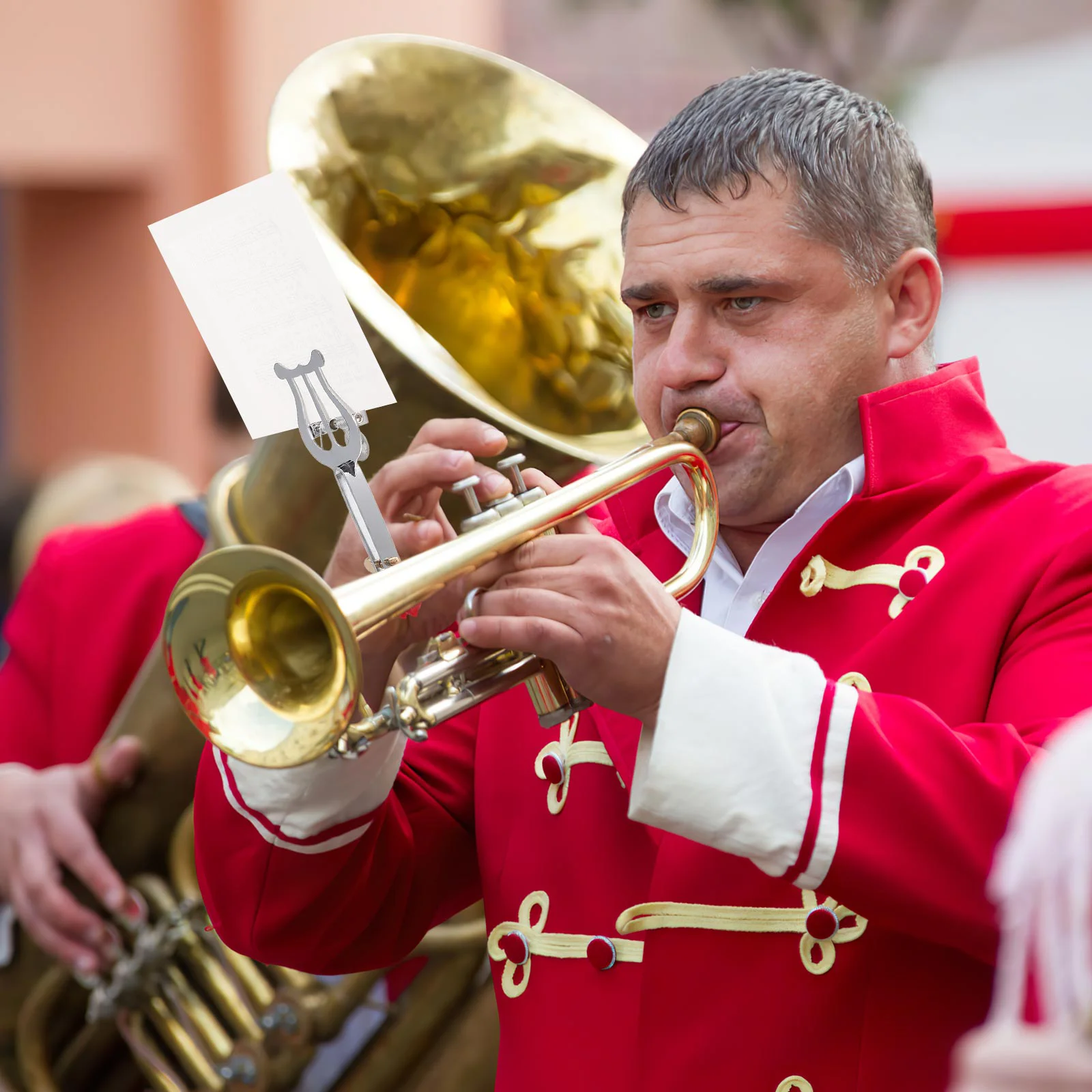 Supporto per clip per spartiti compatto per tromba, trombone, placcatura in metallo, leggero, accessorio per banda da marcia, ottimo morsetto per spartiti regalo