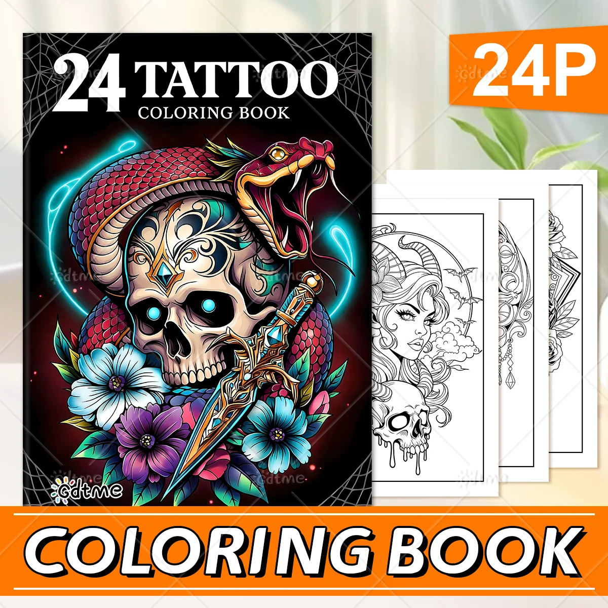 TATTOO Art Coloring Book for Adults Thrilling Themed Illustrations for Creative Relaxation Unique Relaxation Painting Books
