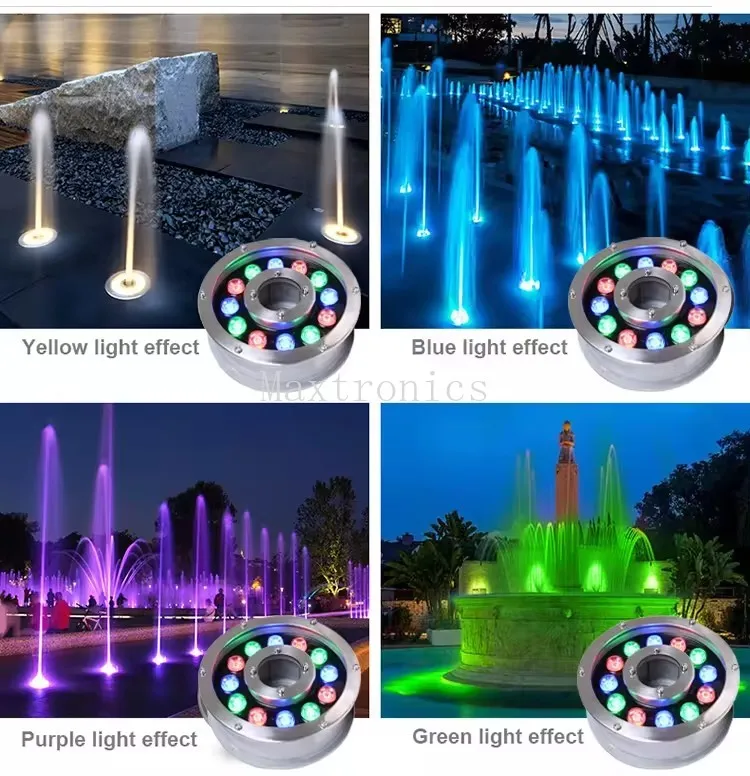 ضوء RGB LED تحت الماء مع جهاز تحكم عن بعد ، IP68 مقاوم للماء ، مصباح إضاءة للحديقة ، ديكور إضاءة النافورة ، 12 فولت ، 24 فولت