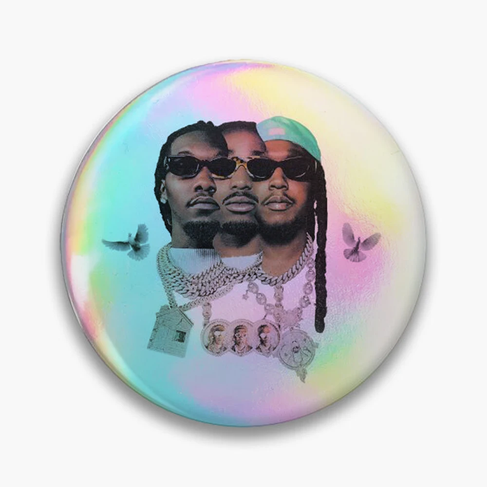 Migos forever Pin Holographic Star Heart Pin Brooches Laminated Button Fashion Accessory