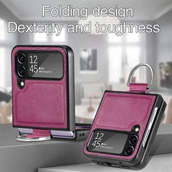 Valbescherming Ringhouder Lederen Hoesje Voor Samsung Galaxy Z Flip 4 5 6 Flip6 Flip5 Flip4 Flip3 Flip 3 2 1 5G Zflip4 Hoes