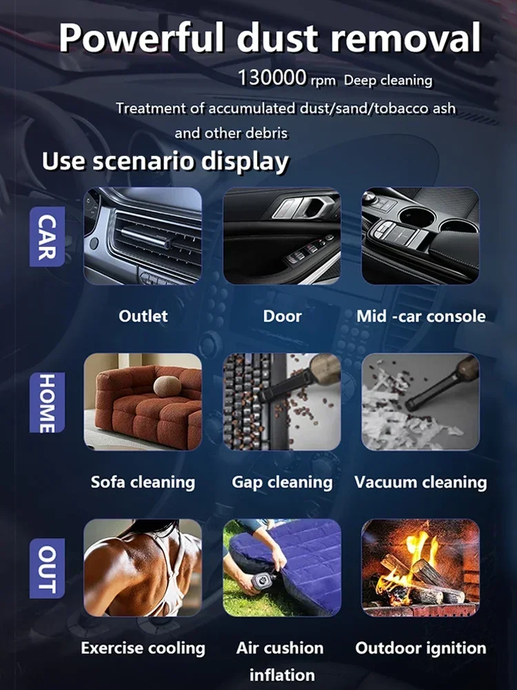 130000RPM Turbofan Air Blower Mini Turbo Jet Fan Brushless Motor Handheld Duct Fan Portable Charging Cleaning Car Vacuum &Dryer