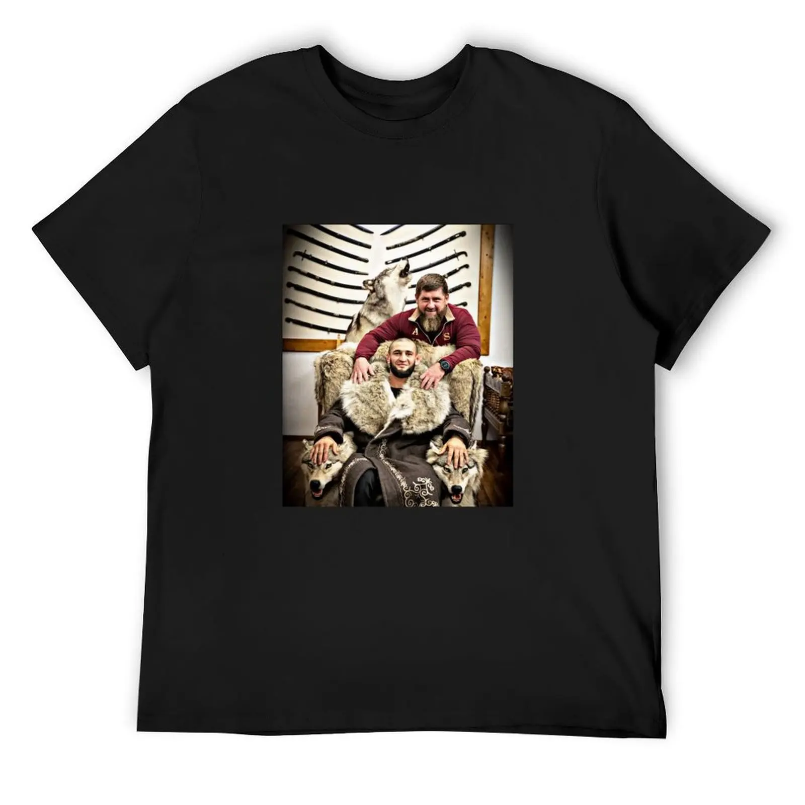 Khamzat Chimaev with Ramzan Kadyrov T-Shirt plus sizes anime stuff black t shirts for men