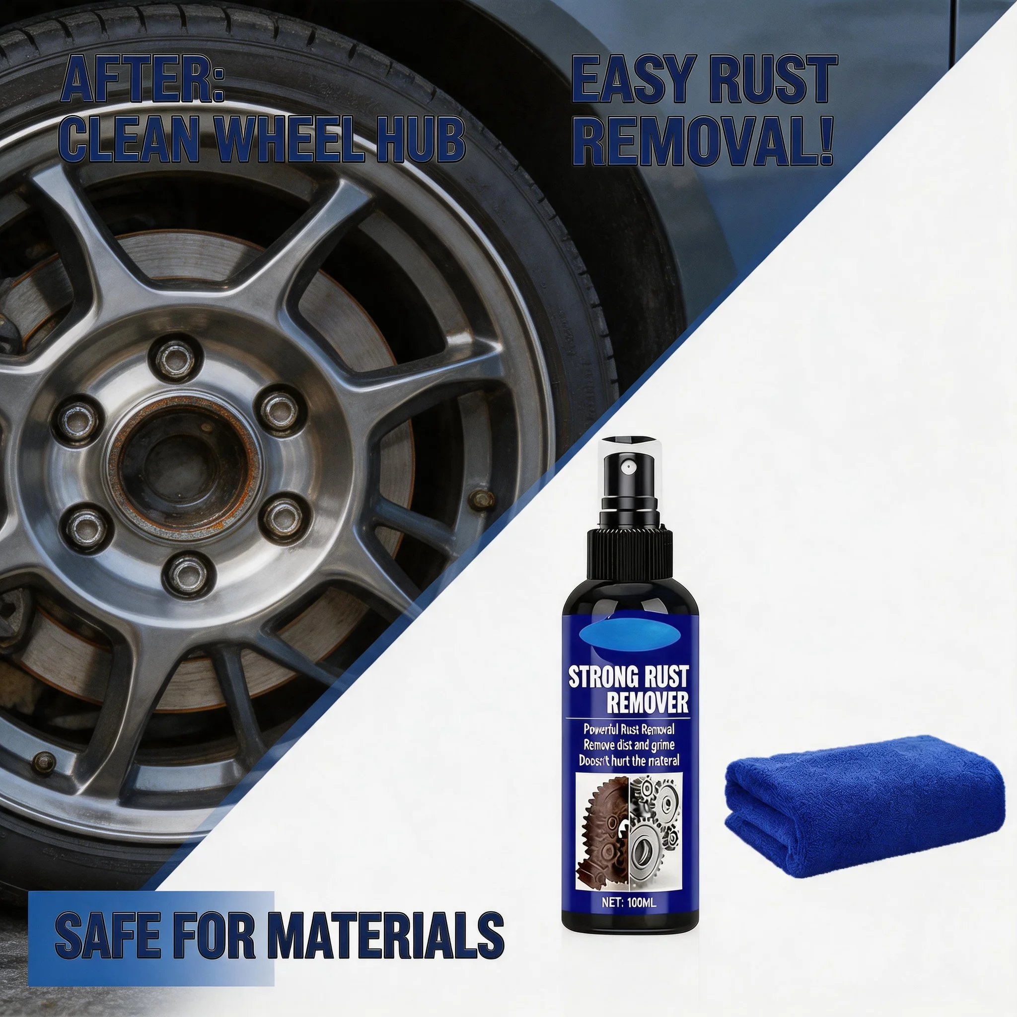 Car Wheel Hub Rust Removal Spray Auto Exhaust Pipe Cleaner Metal Iron Powder Stain Remover Derusting Maintenance Solution
