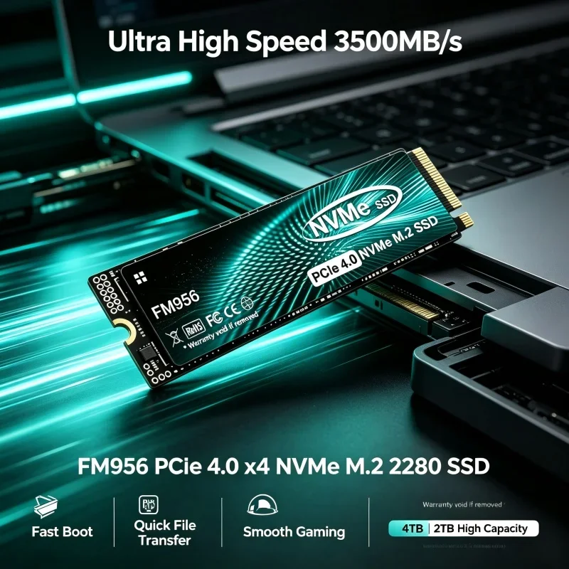 Original FM956 3500MB/s SSD NVMe M2 2TB 1TB 4TB Internal Solid State Hard Drive M.2 PCIe 4.0x4 2280 SSD Disk for PS5 Laptop PC