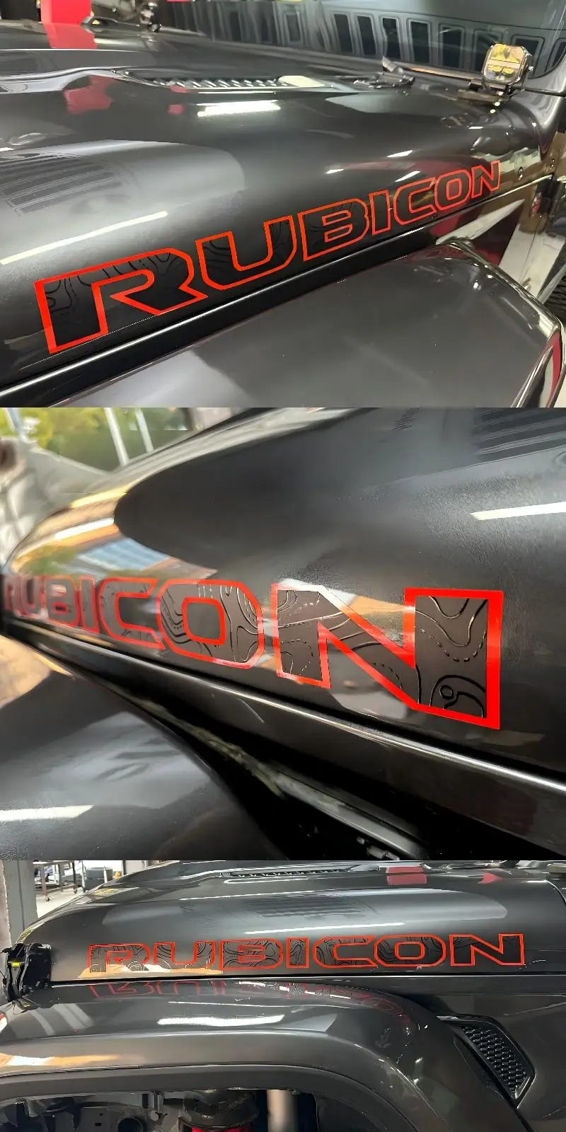 Hood Sticker Decal For Jeep Wrangler Rubicon Letter Terrain Map Topographic Line Vinyl Wrap Engine Cover Off-Road Modification