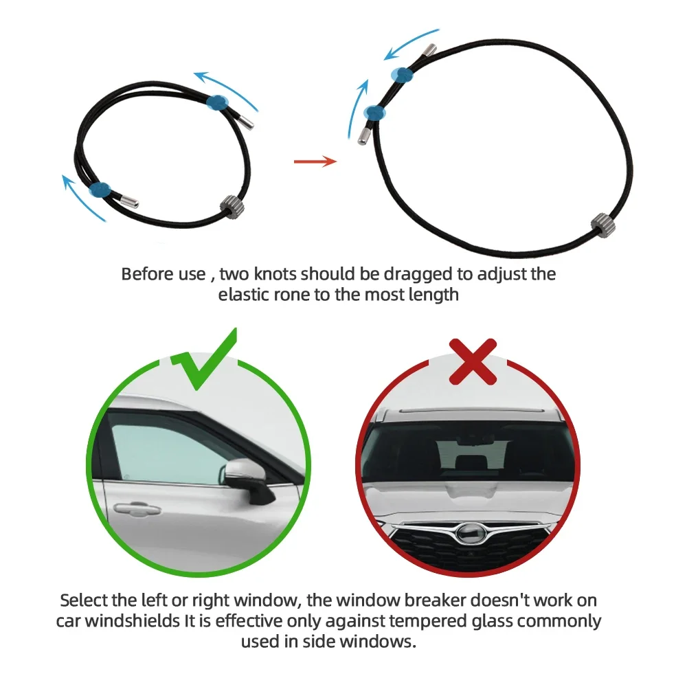 Car Window Breaker Bracelet Tungsten Carbide Bead Auto Glass Breaking Wrist Strap Self Rescue Car Escape Hammer Wristband Tool