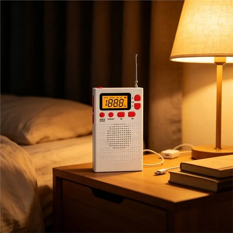 AT12 AM FM Weather Radio Player Portable Mini LCD Screen Digital Pocket Radio With Earphone Jack