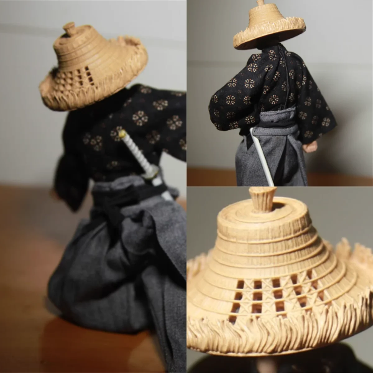 

1/12 Scale Male/Female Soldier Warrior Handsome Japanese Swordsman Bamboo Hat 6inch Action Figure Model Toys For Gifts