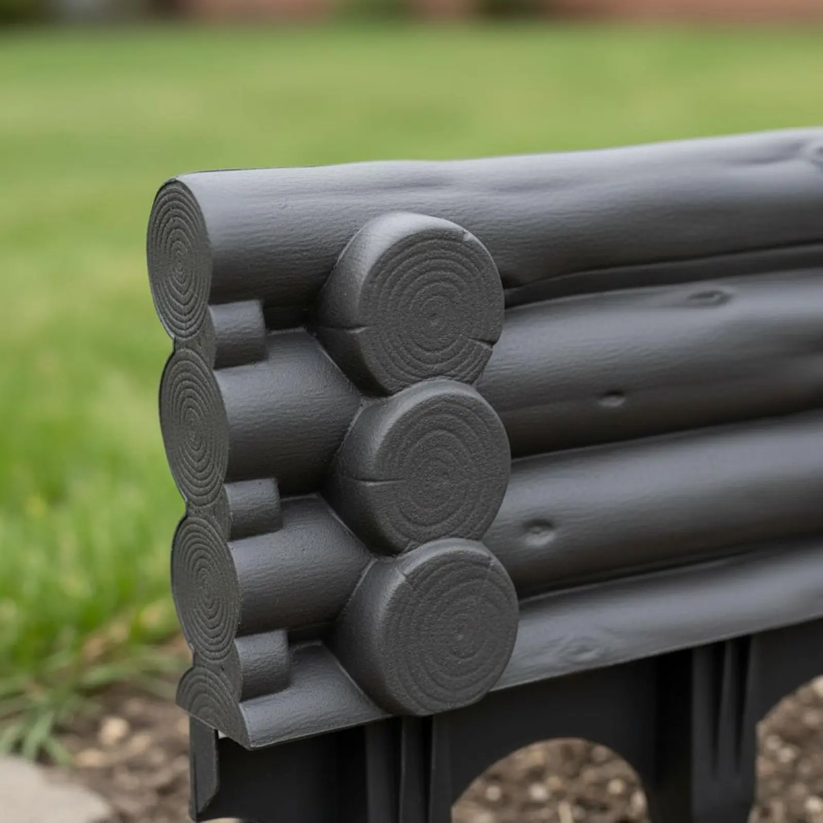 Plastic Garden Fence Easy Assembly Log Pile Design Garden Edging Interlinking Landscape Border Weather Resistant Gardening