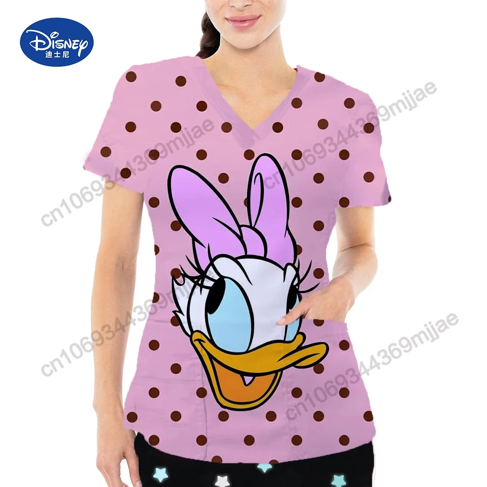 

Disney Y 2k Top for Women T Shirt V-neck Summer Blouses for Women 2023 Pocket Tops Y2k Clothing Cute Clothes Graphic Tees Tshirt