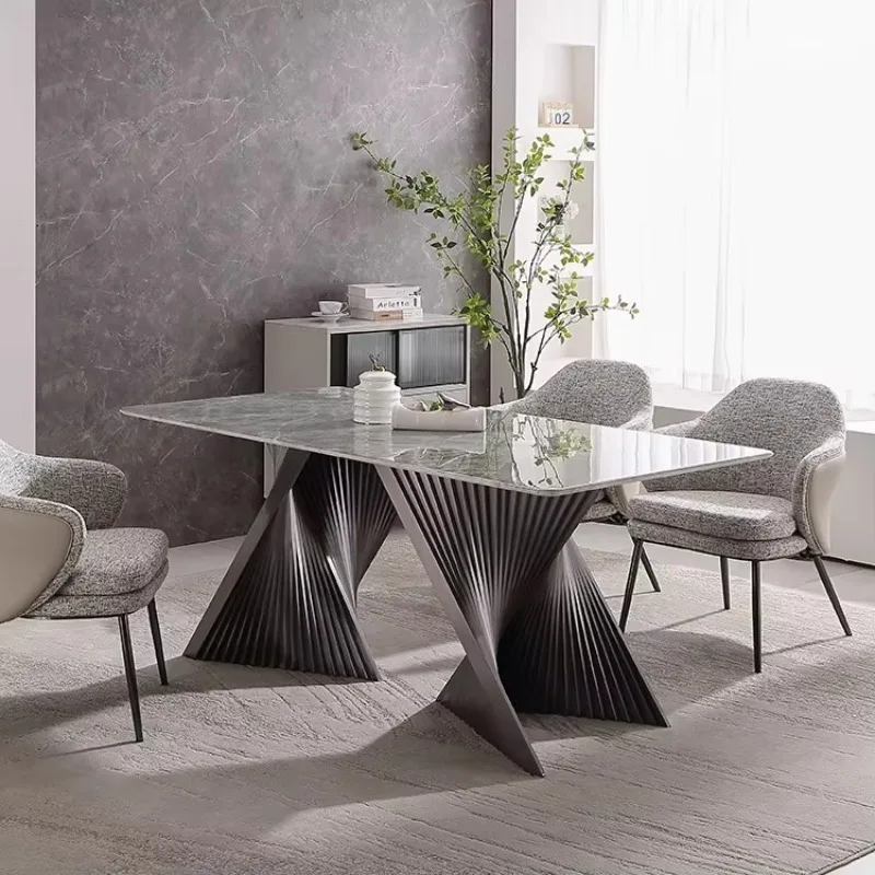 

Stainless Steel Legs Marble Top Dining Table Black Italian Marble Dining Table Designer Dining Table Italian