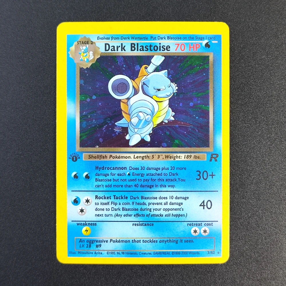 Pokemon Team Rocket 1a edición tarjetas de colección en inglés Dark Blastoise Dragonite Raichu Gyarados tarjetas de juego individuales hechas a mano