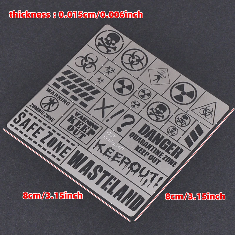 Scale Model Kit Painting Tools Reusable Metal Hollow Airbrush Stencil Spray Mask Wasteland Graffiti Symbols Multi-Scale