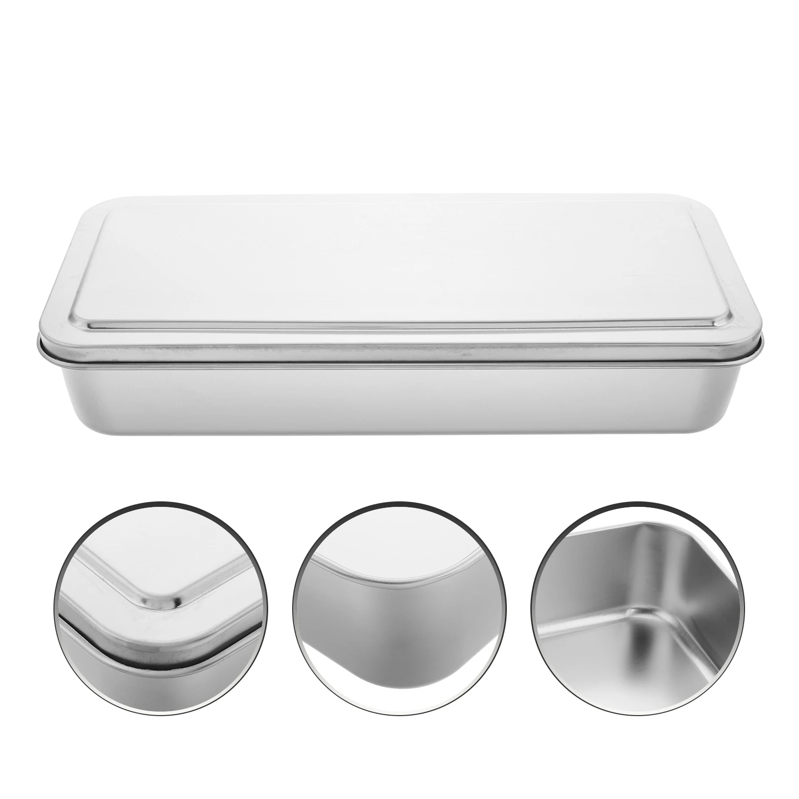 

Stainless Steel Tiramisu Pan Rectangular Baking Dish with Lid Covered Multifunctional for Home Commercial Use Deep