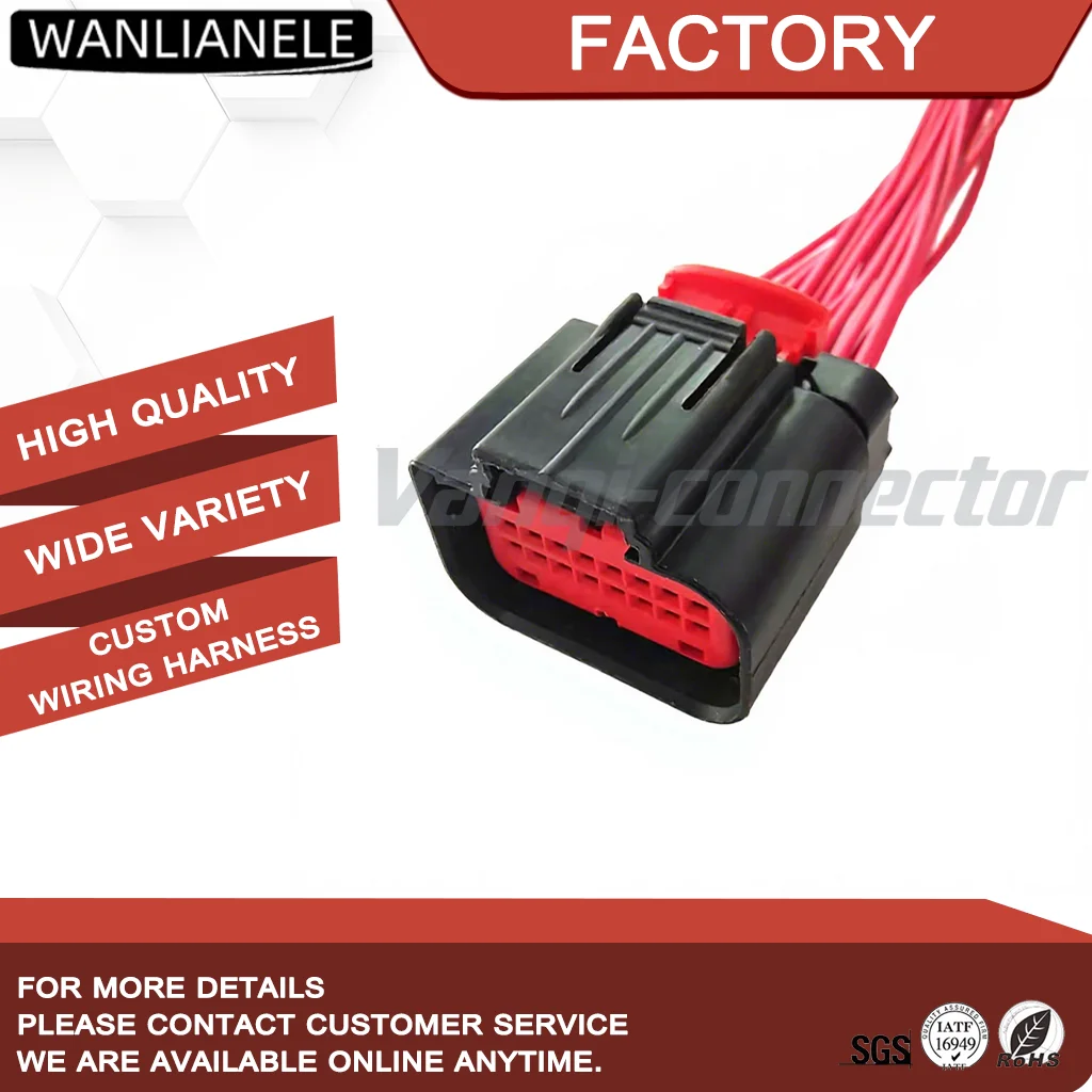 50set 1438031-1 16Pin 2.54mm Pitch Waterproof Automotive Connector Female Housing Black Car Plug