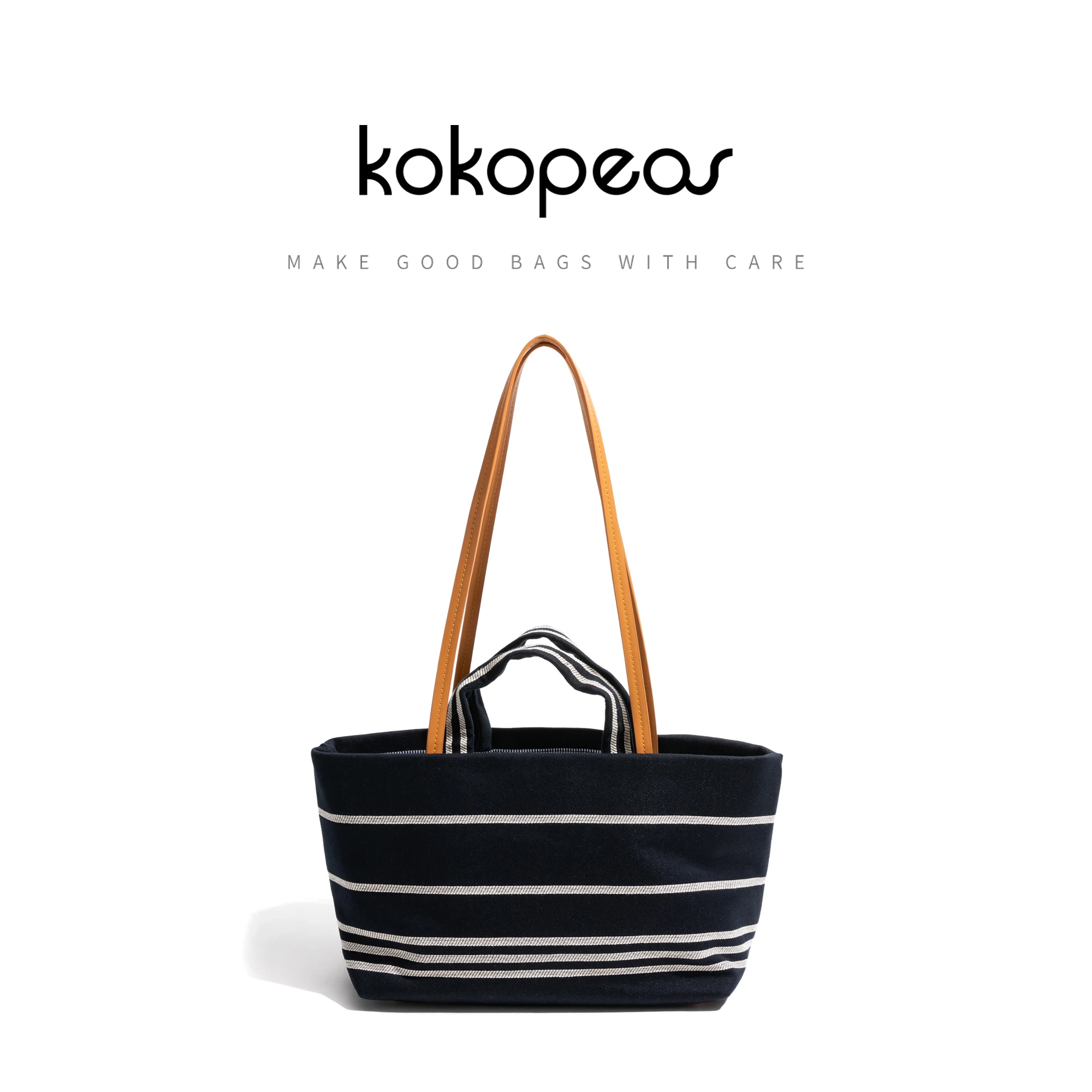 

KOKOPEAS Women Large Capacity Rectangular Shopping Travel Bag Simple Fashion Shoulder Purse Vintage Striped Canvas Tote Handbag