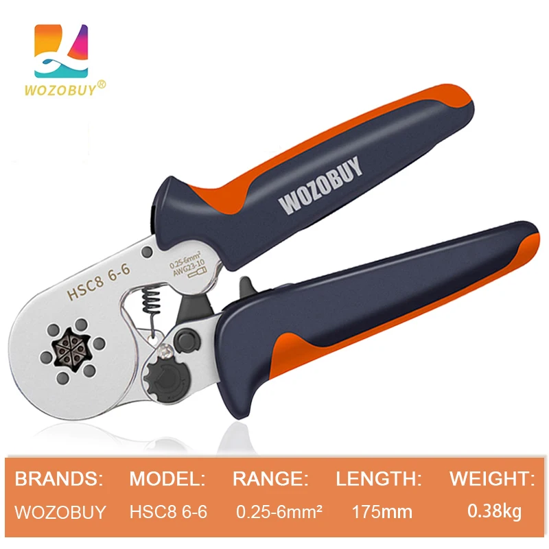 WOZOBUY HSC8 6-4A/6-4 0.25-10mm² MINI-TYPE SELF-ADJUSTABLE CRIMPING PLIER -Terminals Crimping Tools Multi Tool Hands Pliers