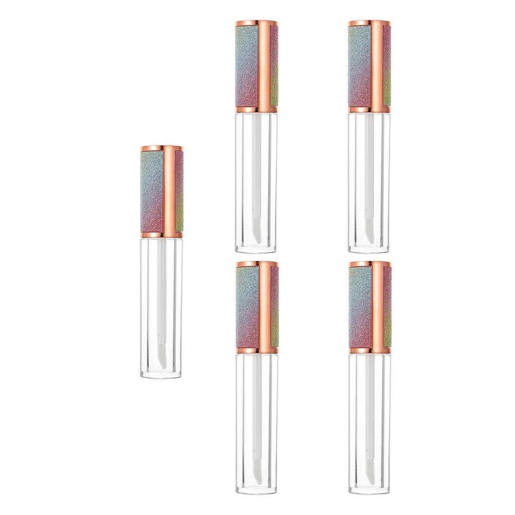 5 pçs elegantes tubos de esmaltes vazios diy recipientes de brilho labial pequenas garrafas recarregáveis artesanato mini tubos de bálsamo labial viagem