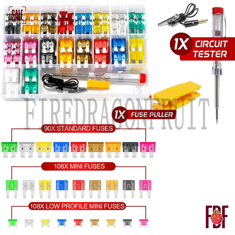 

306PCS 300PCS 250PCS Medium Small Safety Film Inserts Mix and Match Car Fuse Box Set