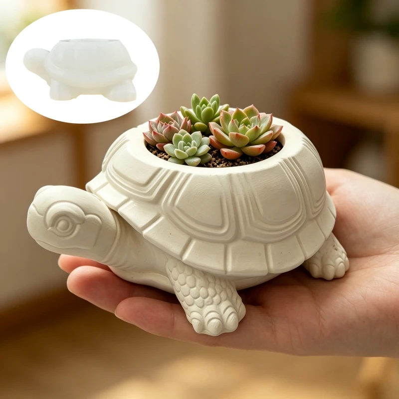 Turtle shaped succulent plant flowerpot resin silicone mold cute turtle shaped storage box concrete gypsum mold