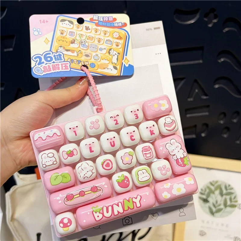 Lustiger 26-Tasten-Tastatur-Keycap-Clicker-Schlüsselanhänger – Fidget Push Squeeze Stress- und Angstlinderung, sensorisches Dekompressions-Taschenanhänger-Geschenk – Detail 5
