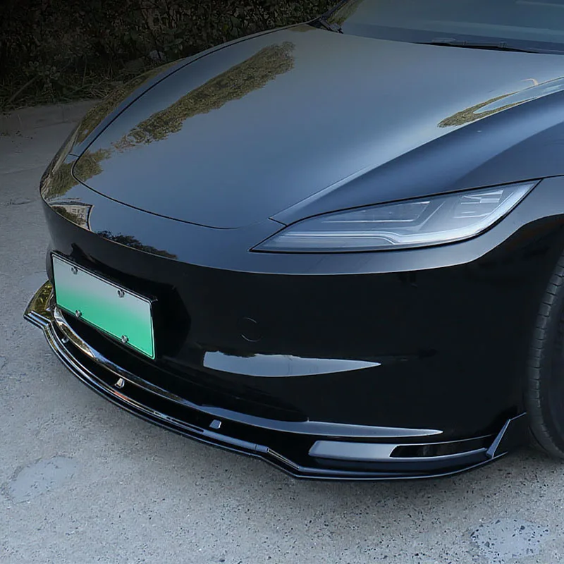 For Tesla Model 3 Highland 2024 2025 2026 Front Bumper Lip Chin Diffuser Body Kit Deflector Tuning Accessories Carbon Fiber Look view 4